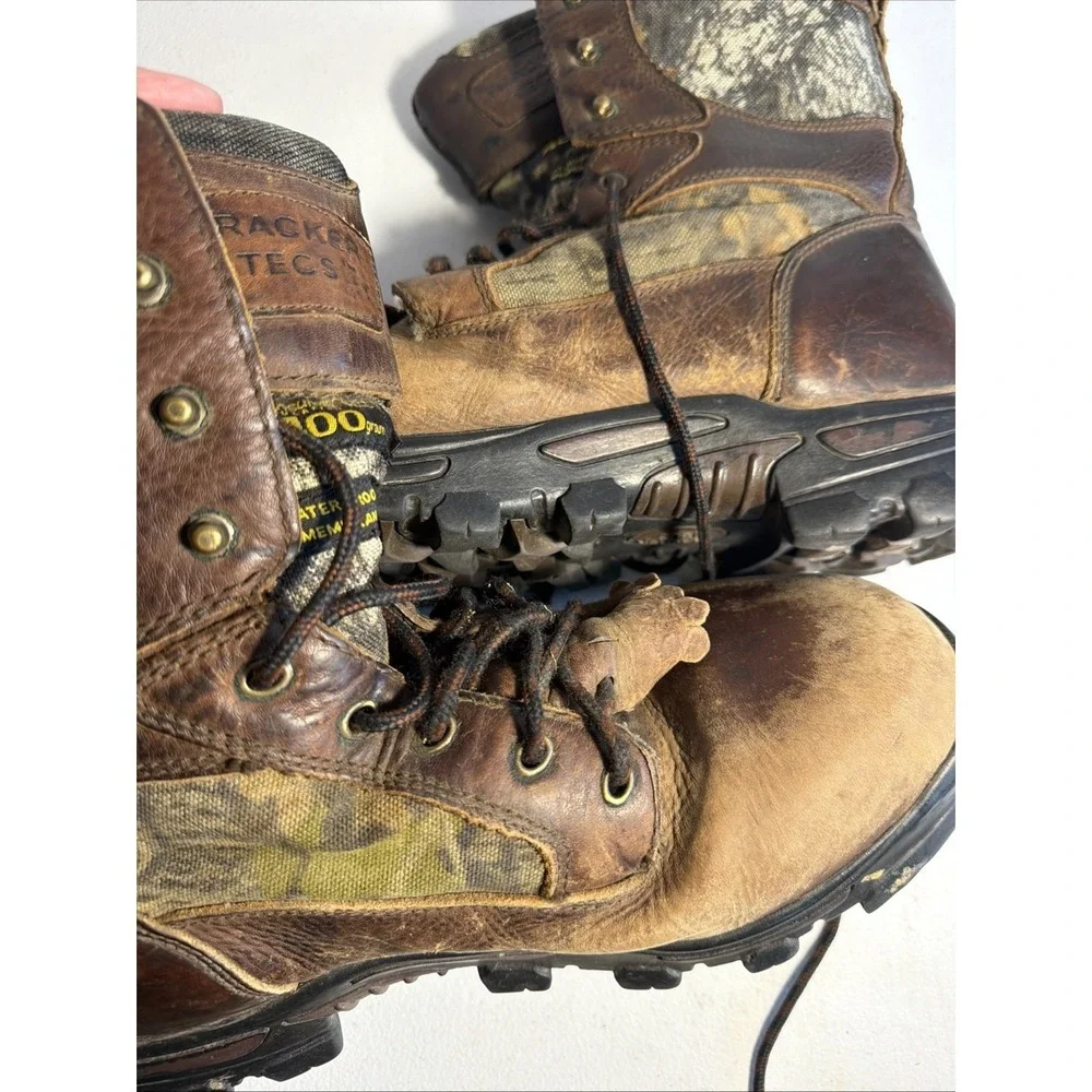 Hunting Boots Mens 11 1/2 Tracker Tecs Brown Camo Insulated Waterproof Leather